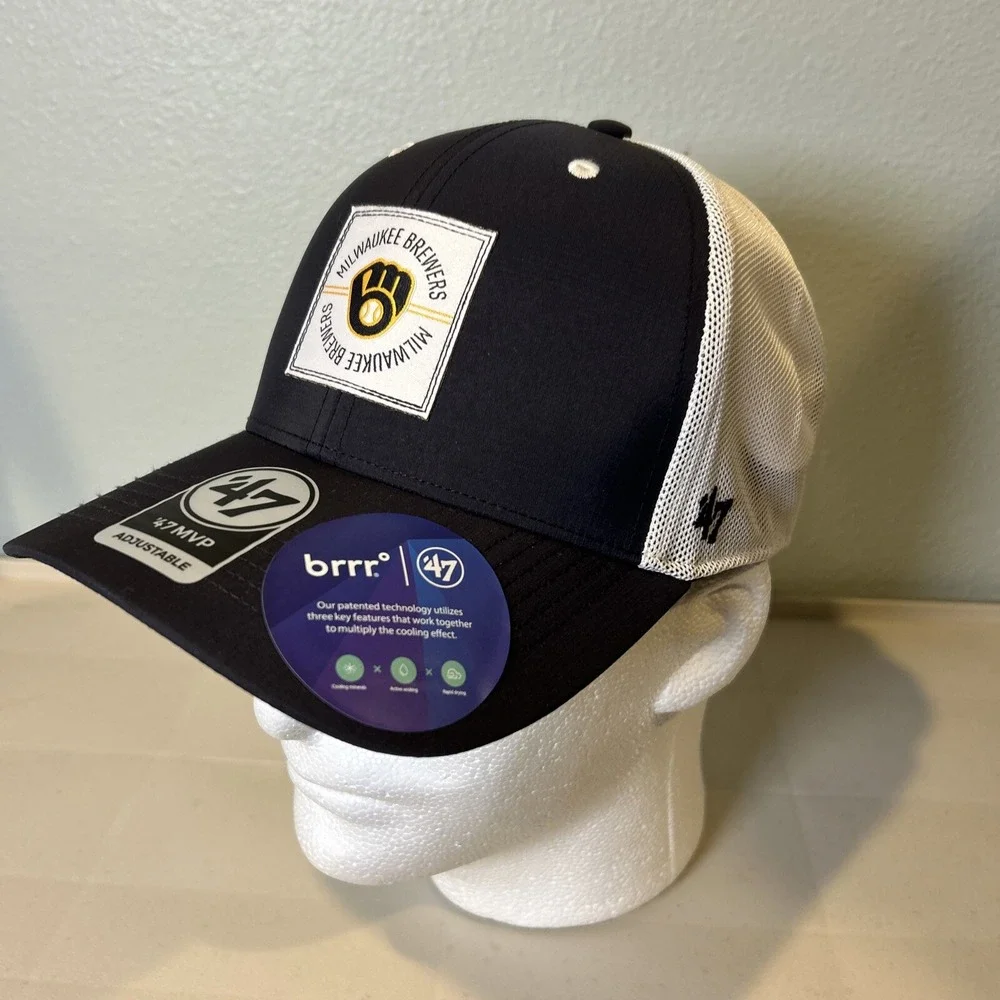 Milwaukee Brewers 47 Adjustable MVP Mesh Hat Cap Navy OSFM MLB Baseball brrr